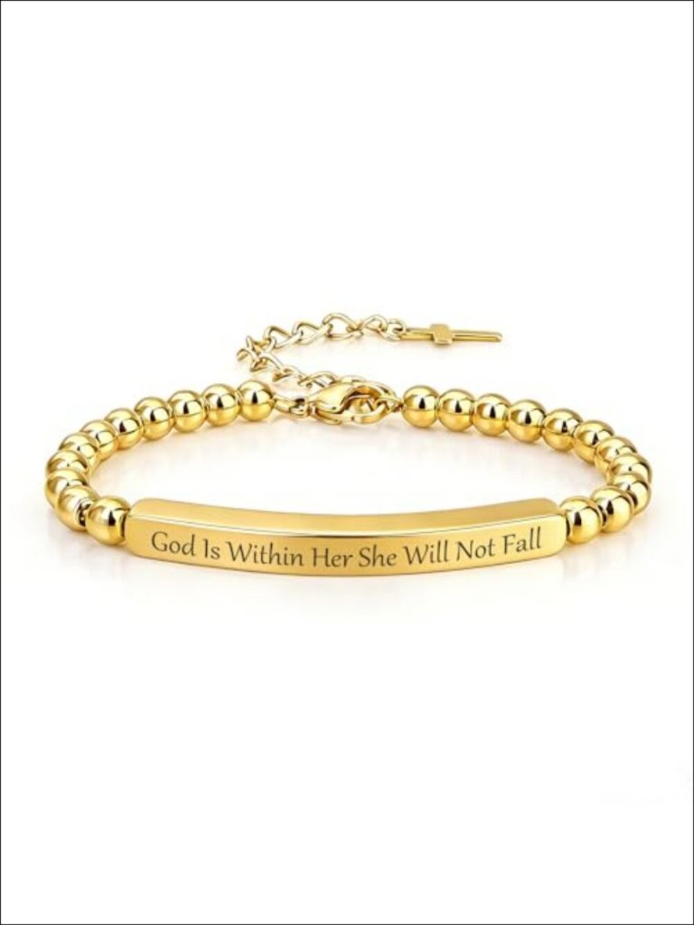 Stainless Steel Beaded Cross Bracelet Bible Verse Faith Gift